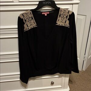 Black Blouse with Gold Embroidery